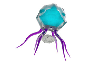 Abstract geometric jellyfish with purple tentacles and hexagonal core, isolated on transparent background © Eoin