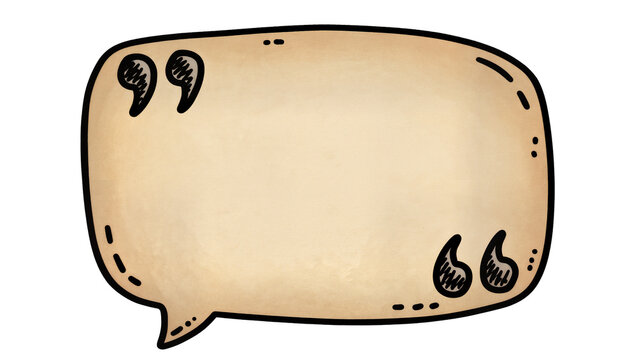 Hand drawn speech bubble with quotation marks, isolated on transparent background