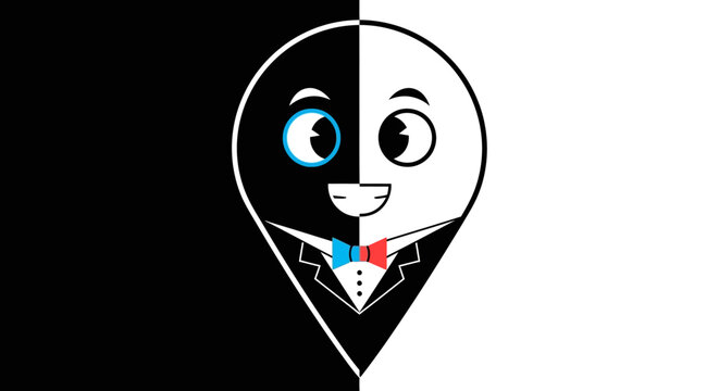 A cartoon character with a split personality.