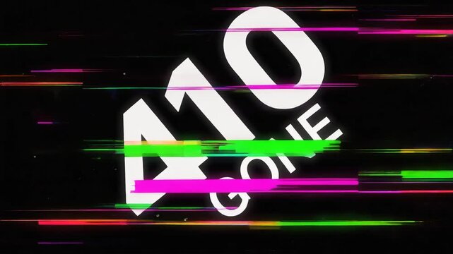 Glitch distorted cyber network interface displaying 410 Gone HTTP status code across neon digital server error screen