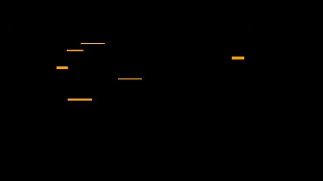 Abstract gold line motion graphic on black background digital data transfer technology seamless loop.