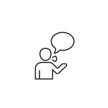 A person with a speech bubble.