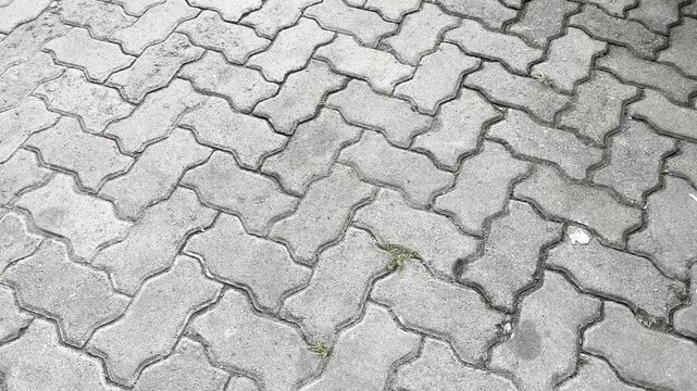 Gray Concrete Interlocking Paving Block Texture