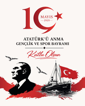 19 May Commemoration of Ataturk Youth and Sports Day Turkish National Holiday Celebration.