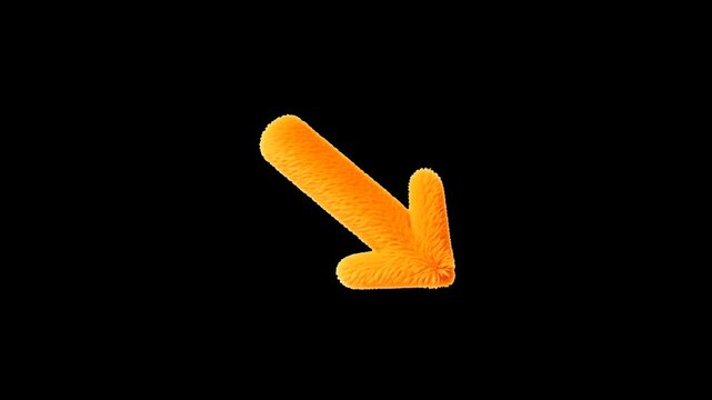 A video showcasing a large orange arrow pointing downwards on a black background