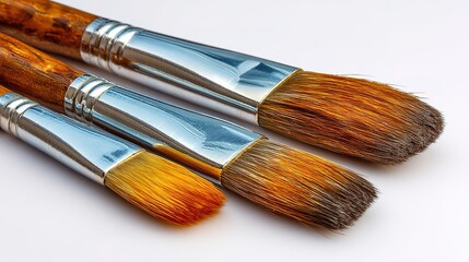 Fototapeta premium Two Paintbrushes Resting Side by Side