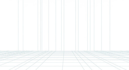 Fototapeta premium Perspective grid line floor on a white background 3d render