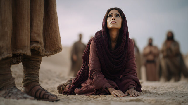 Mary Magdalene Kneeling at the Feet of Jesus Christ