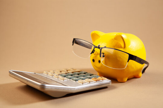 piggy bank with calculator ..