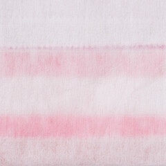Fototapeta premium Textile watercolor texture background with horizontal stripe on surface, pink textile pattern, abstract layout use. Natural background with textile texture, copy space, poster template mockup