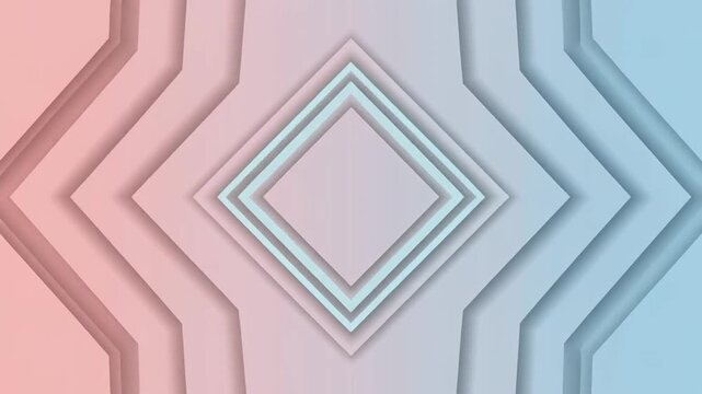 Abstract Geometric Diamond Shape Animation, Soft Pastel Gradient Background