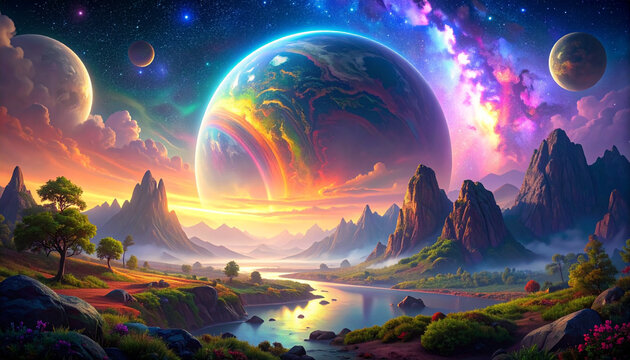 Bentang alam eksoplanet dengan planet-planet