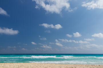 Fototapeta premium beach, waves and blue sky