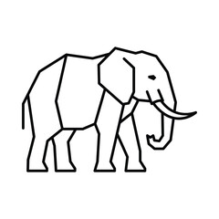 Naklejka premium Elephant walking for wildlife safari and nature minimalist line icon