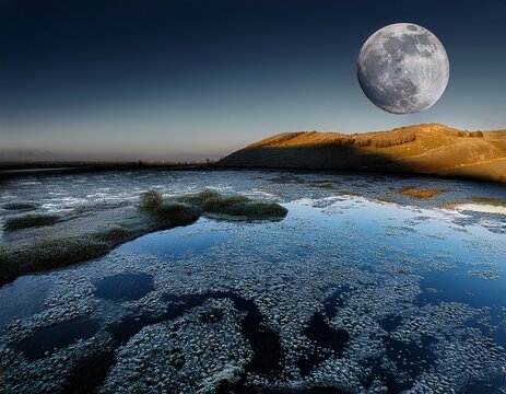 extremely detailed extreme closeup unreal imagination with moon boca nature background top view in style of nature unreal imagination photography