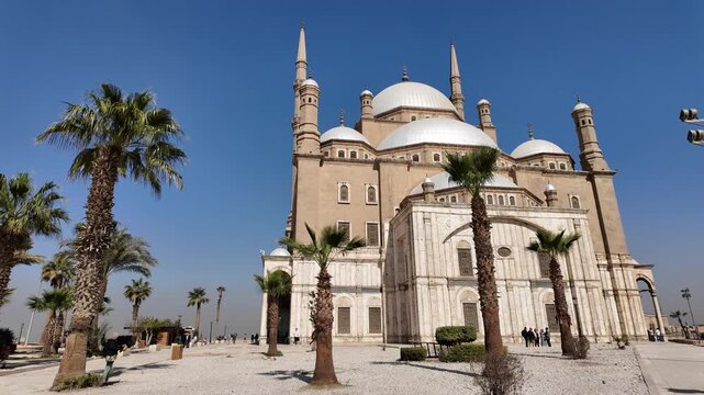 A view of the historic Muhammad Ali Pasha Mosque in Cairo, Egypt. This mosque was built in the 19th century.