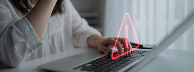 Cybersecurity alert warning showing red cyber for data breach, network threat, and cyber security system vulnerability with emphasis on security risk, caution, digital protection Latch © InfiniteFlow