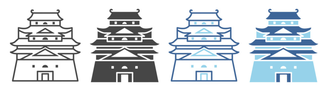 Castle architecture icon medieval historic building on transparent background