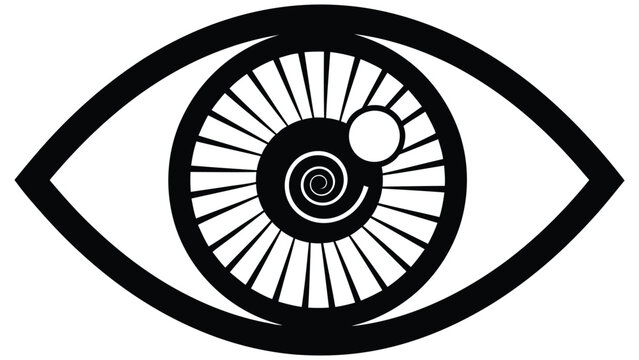 Stylized illustration of an eye with a swirling spiral pupil, symbolizing vision or perception