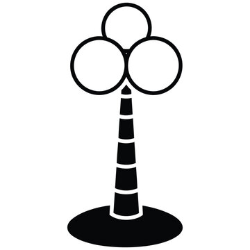 Stylized black and white drawing of a three-headed abstract plant with white background, plants and flowers