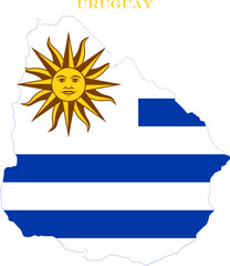 Fototapeta premium Uruguay Map Flag South America National Vector Outline Country Art