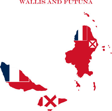 Wallis and Futuna Map Flag Oceania French Vector Outline State Art