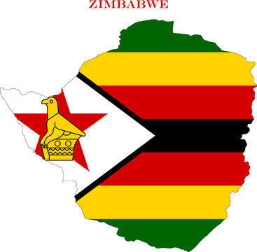 Zimbabwe Map Flag South Africa National Vector Outline Country Art
