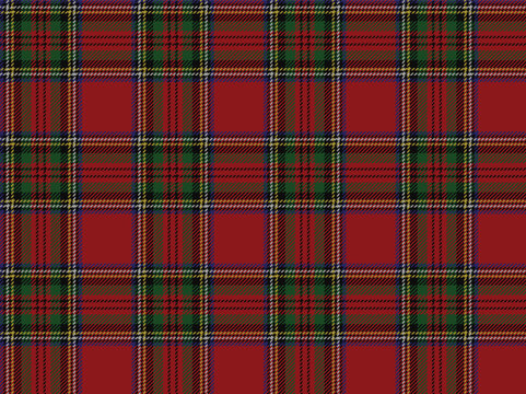 Traditional seamless plaid pattern background. Royal red and green heritage tartan plaid vector pattern for holiday decoration
