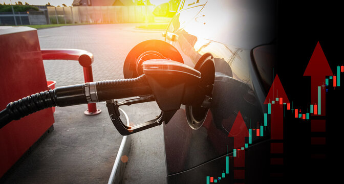 Transportation Costs Soar Financial Data Fuel Dispenser.