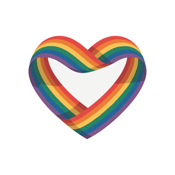 LGBTQ+ Pride Heart Ribbon &ndash; Rainbow Colorful Symbol for Love and Equality