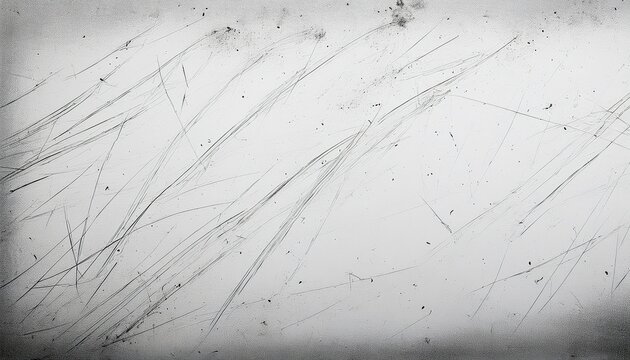 white background with scattered grey dust specks and thin linear scratches creating a distressed texture