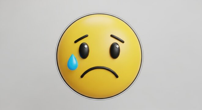 Sad Emoji with Tear - Emotional Expression.