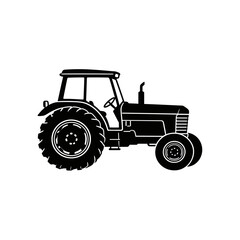 Obraz premium Silhouette of a Classic Agricultural Tractor.
