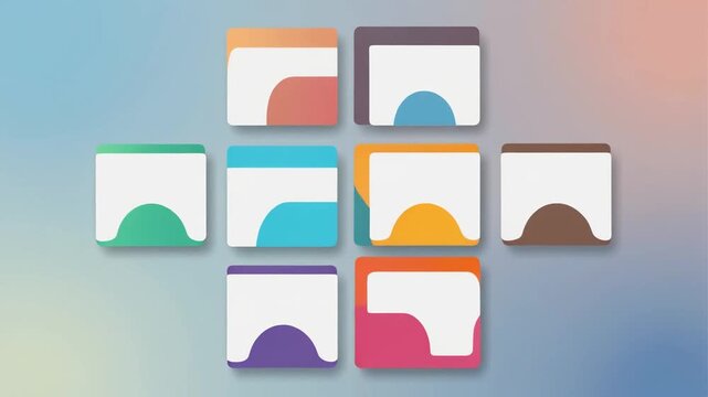 Colorful UI Elements Arranging Animation