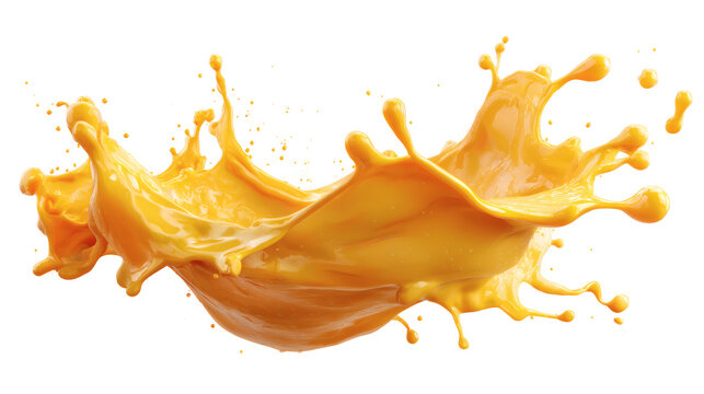 Juice splash with translucent color and dynamic motion, isolated on a white background