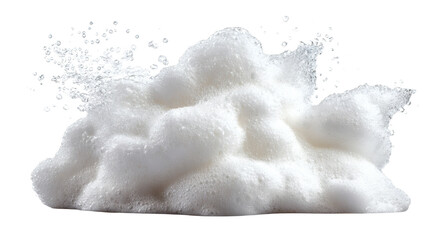 Naklejka premium Soap foam splash with bubbles and soft texture, isolated on a white background