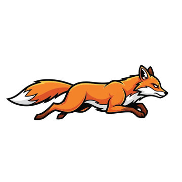 Running Orange Cartoon Fox Animal.
