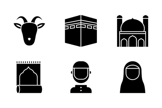 Eid al Adha glyph solid icon set