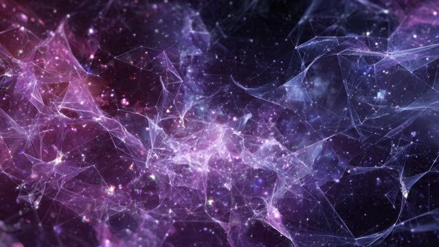 Cosmic Network Nebula with Purple Stars