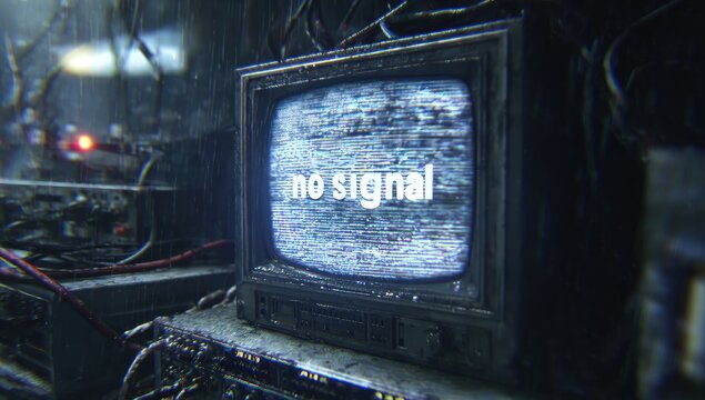 Old Television Screen Displaying No Signal Static.
