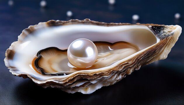close up of a pearl in an oyster
