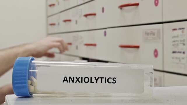 ANXIOLYTICS tablets used to reduce anxiety and promote relaxation in a plastic box