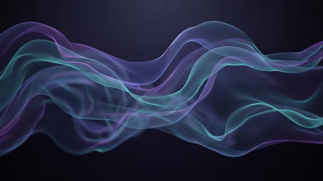 Dynamic visualization of cellular processes like MITOPHAGY, depicted as soft, flowing energy waves in a cinematic abstract background