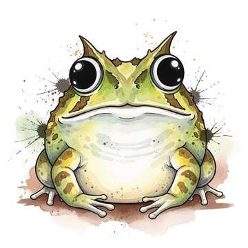 Large Green Frog Sitting Alone Outdoors.