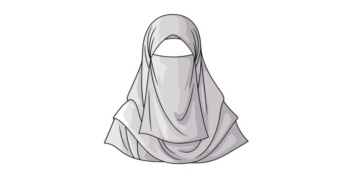 Muslim Woman Wearing Burka Vector Illustration Modest Fashion Design