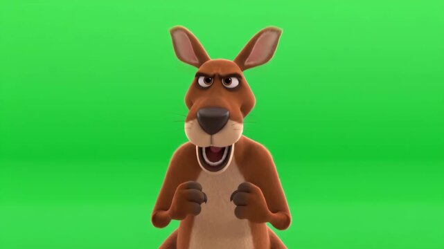 Kangaroo coach gives pep talk on green screen in fun animated style