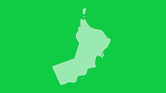Oman map glow outline animation green background