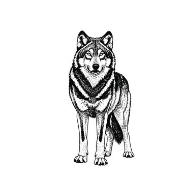 Detailed illustration of a wolf standing.