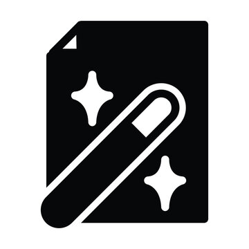document with magic wand solid icon vector design good for web or mobile app