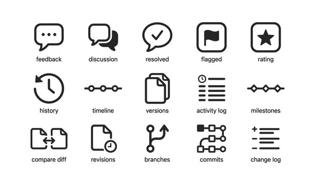 Repository and collaboration icons showing status on white background